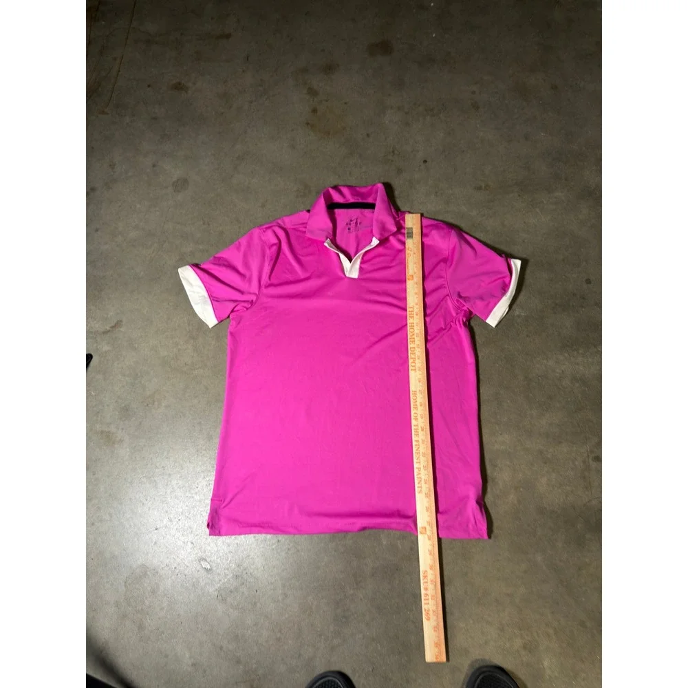 Nike Golf Dri-FIT Polo Shirt Mens Medium Pink White Trim Short Sleeve Athletic